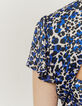 Jurk in gerecycleerde voile zwart-blauwe luipaardprint-3