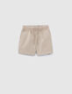 Baby boys’ beige Bermuda shorts with elasticated waist-1
