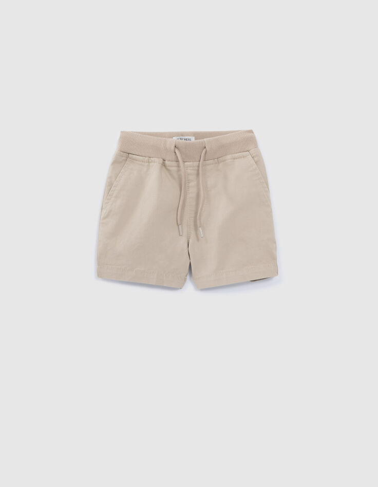 Baby boys’ beige Bermuda shorts with elasticated waist-1