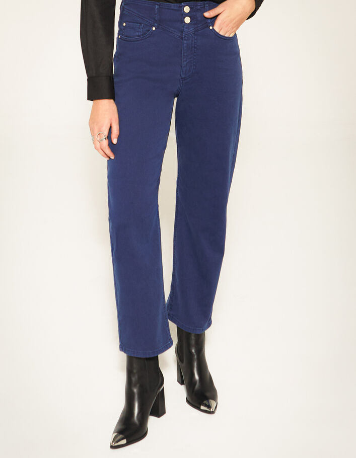 Women’s navy blue mid-rise cropped slouchy jeans - IKKS