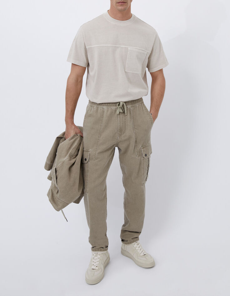 Pantalón militarTerra® Denim caqui claro hombre-1