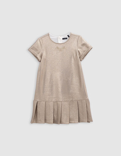 Goldfarbenes Mädchenkleid, Falten unten - IKKS
