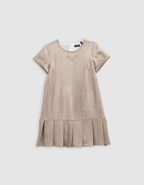 Goldfarbenes Mädchenkleid, Falten unten - IKKS