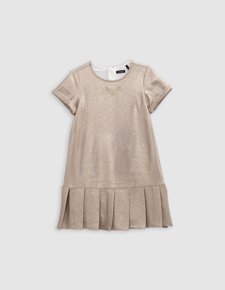 Robe dorée bas plissé fille-2