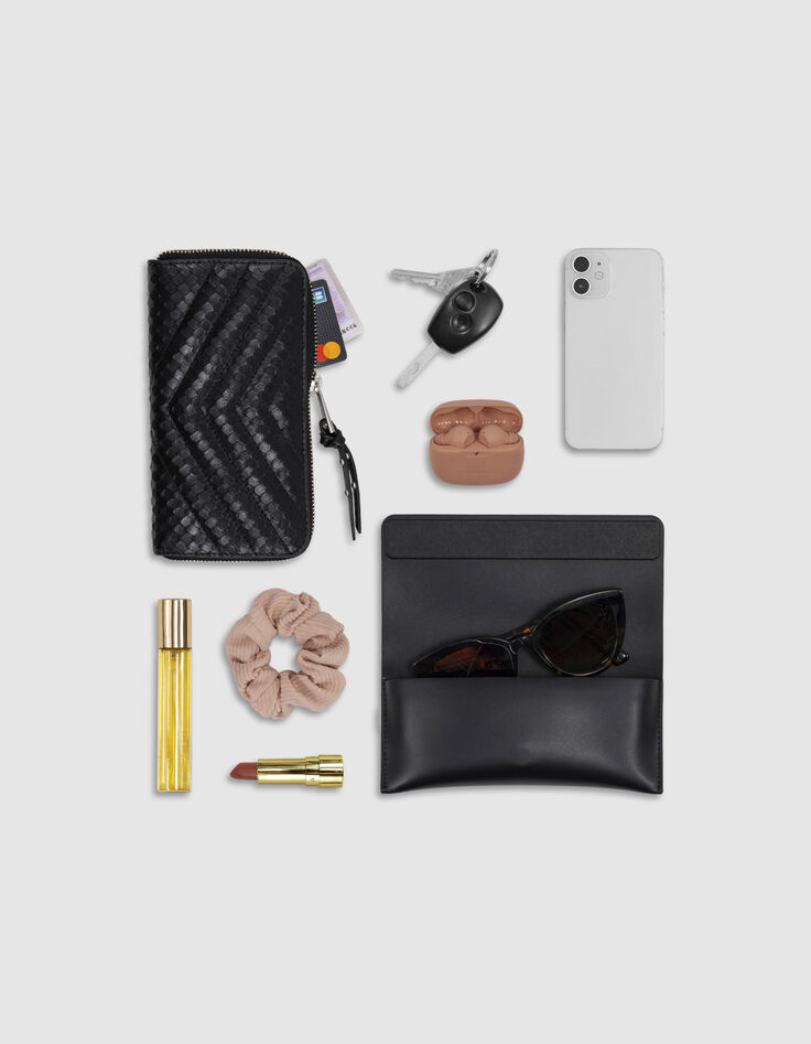 Tasche THE 1- schwarz, Leder, Steppnähte Größe M-9