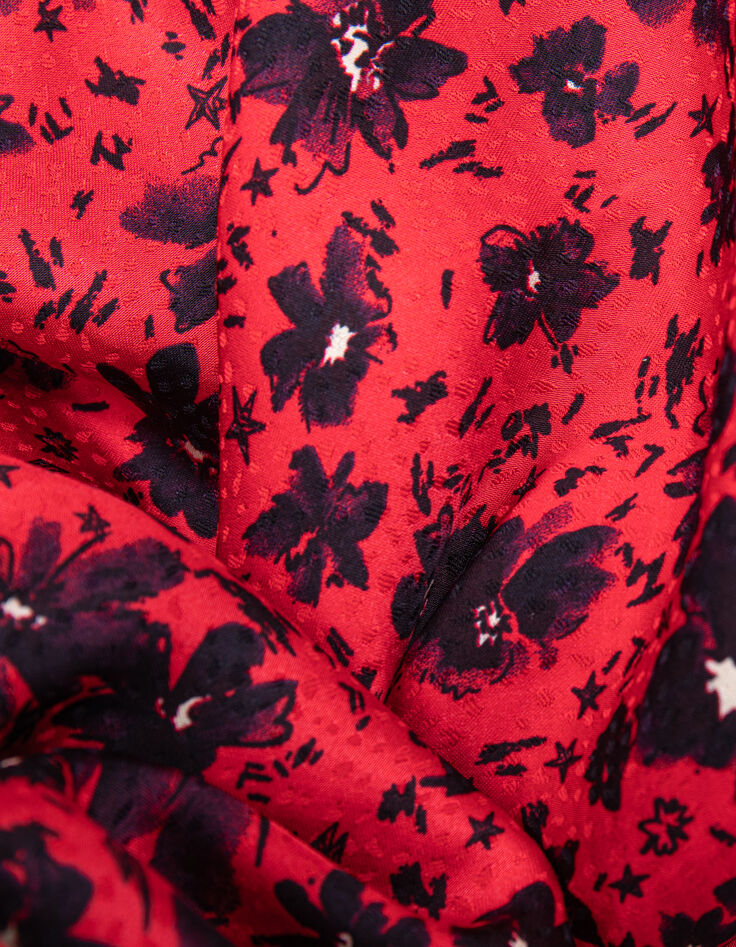 Robe midi rouge imprimé floral rock Femme-7