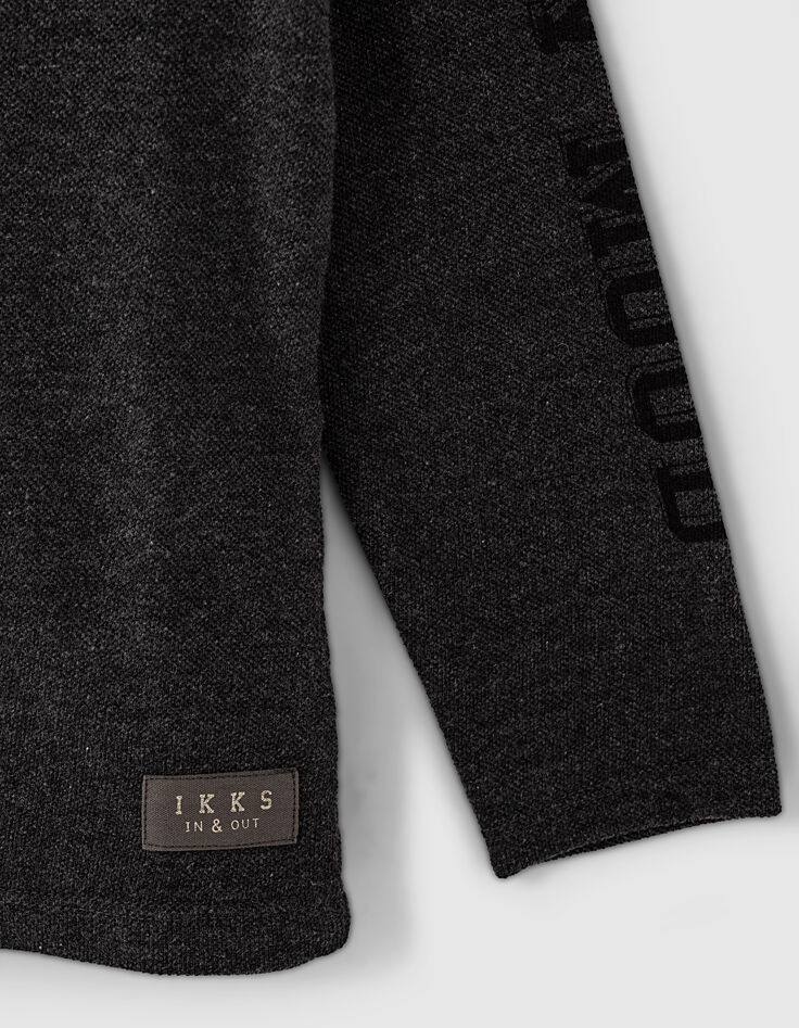 Polo gris chin&eacute; anthracite &agrave; dos matelass&eacute; gar&ccedil;on -6