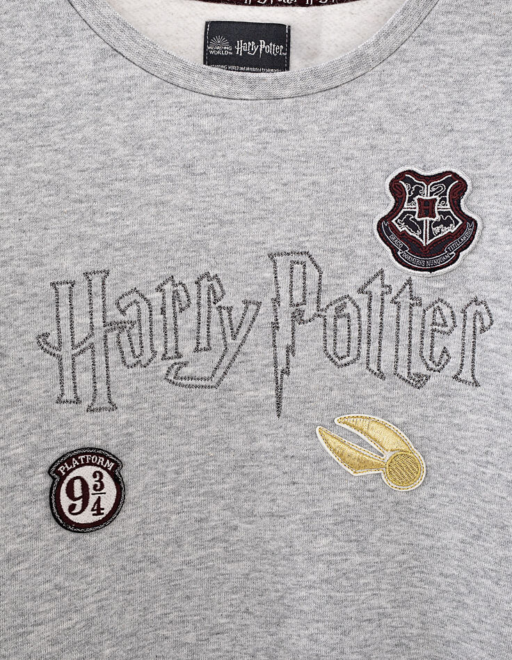 Sweat gris chiné à badges HARRY POTTER fille-5
