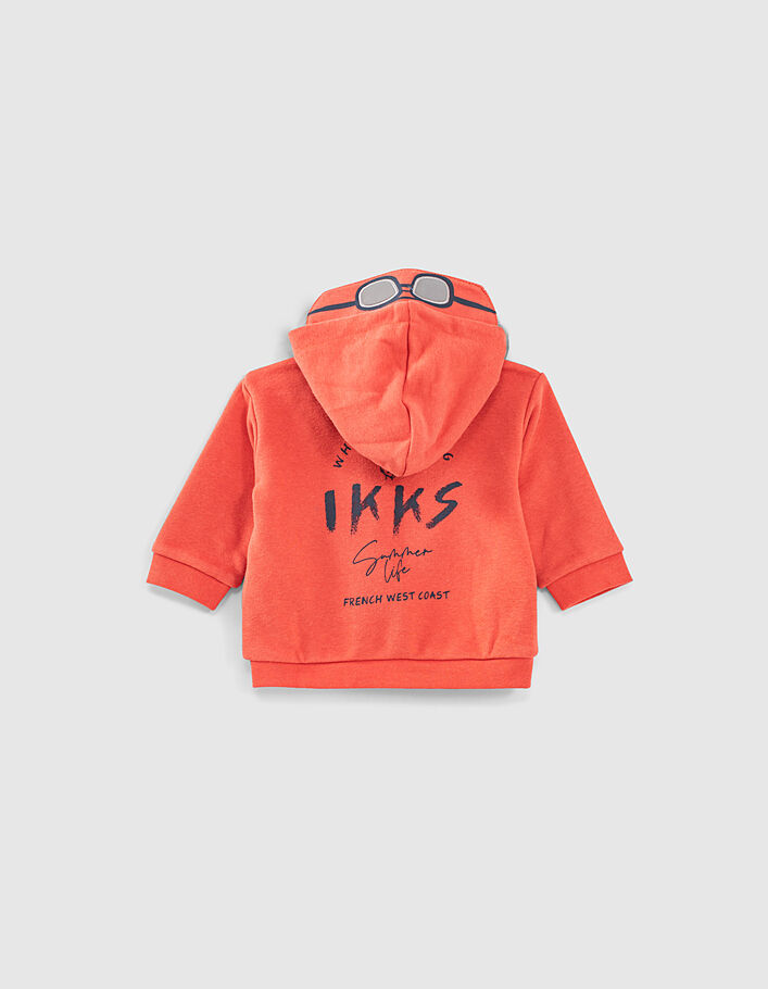 Orangefarbener Hoodie mit Sonnenbrillenschirm -4