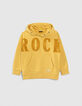 Boys’ yellow hoodie with flocked velvet XL slogan-1