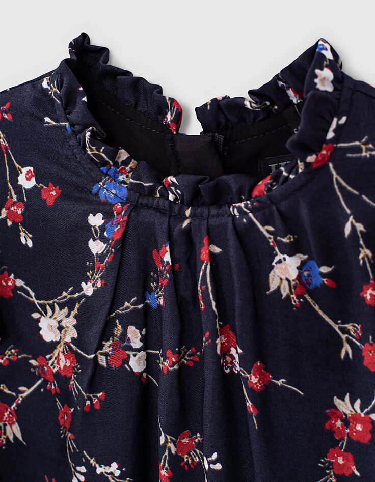 Blusa azul marino mini me estampado floral ni&ntilde;a -3
