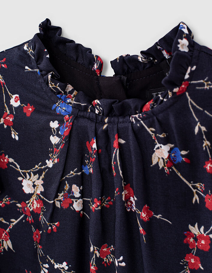 Girls' navy flower print mini me blouse - IKKS