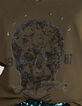 Kaki Damen-T-Shirt mit Totenkopfprint und Strass-4