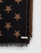 Schwarzer und camelbrauner Damenschal mit Sternenjacquard-2