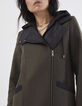 Manteau mi- long kaki majorité laine capuche amovible femme-4