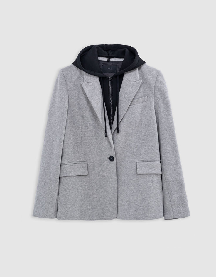 Grey blazer with black hood Women-6