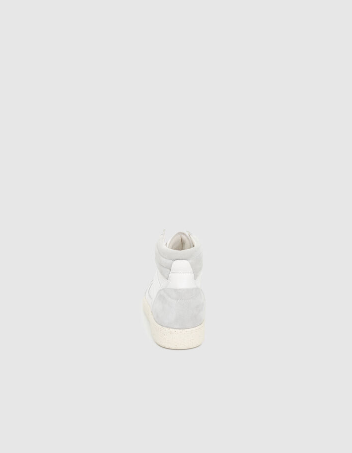 Women’s white suede leather mix high-top trainers-3