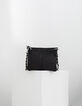 Women's black leather double clutch bag-3