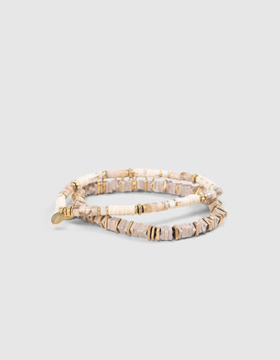 Bracelets perles craie et dor&eacute;es Femme - IKKS