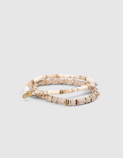 Bracelets perles craie et dor&eacute;es Femme - IKKS