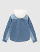 Camisa vaquera azul capucha extra&iacute;ble-3