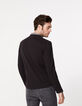 Polo noir à col chemise trompe-l'œil moucharabieh Homme-3