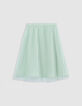 Jupe-tutu midi vert d'eau plissée asymétrique fille-4