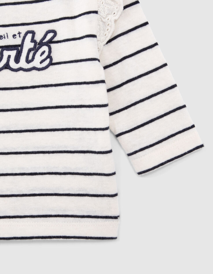 T-shirt marini&egrave;re &eacute;cru message brod&eacute; b&eacute;b&eacute; fille-4