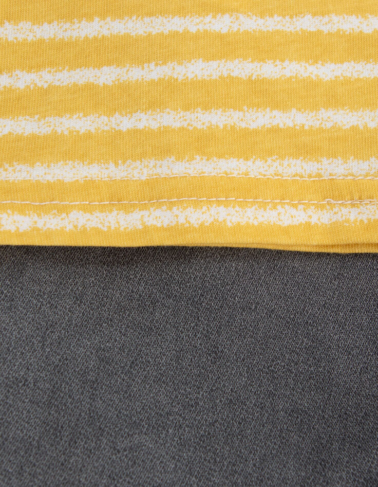 Conjunto polo amarillo rayas y bermudas vaqueras bebé niño-7