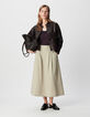 Beige midirok met plooidetail Dames-2