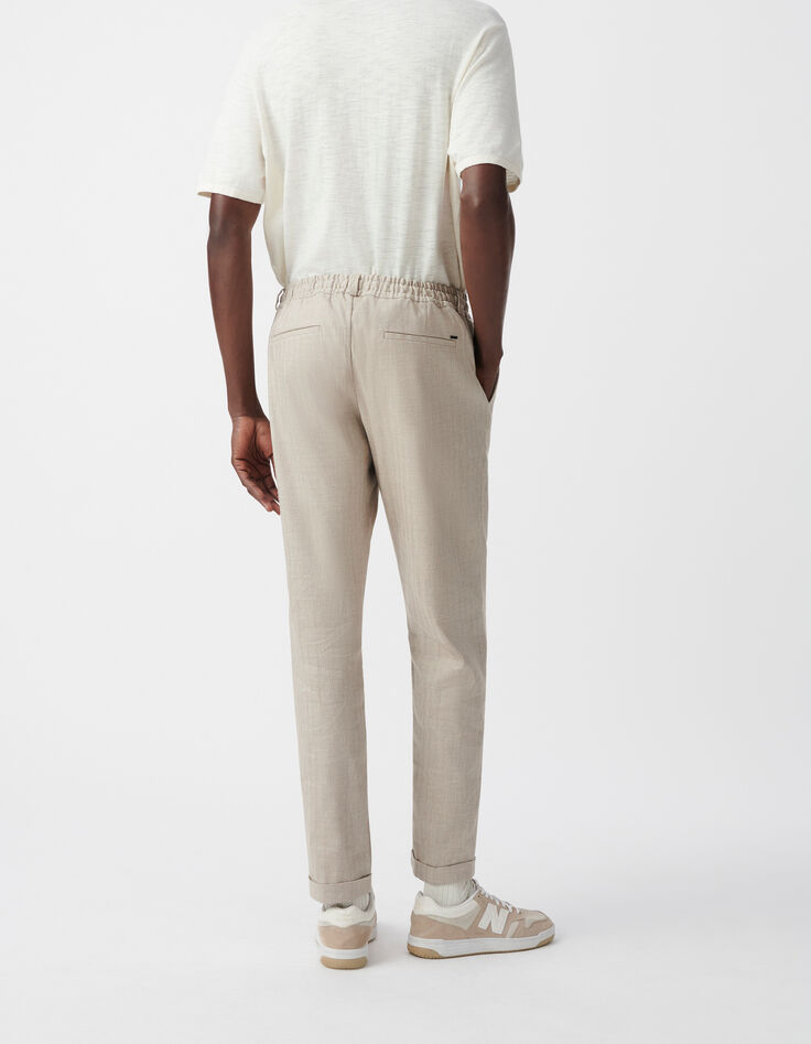 Jogpant de costume beige lin mélangé Homme-3