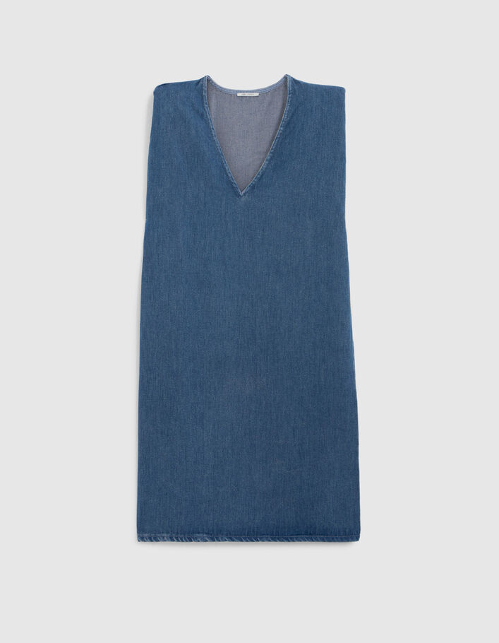Weites, azurblaues Damenkleid aus Lyocell® - IKKS
