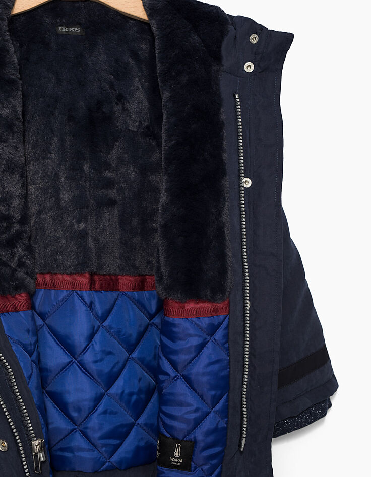 Parka 2 en 1 marine à doudoune étoiles fille-5