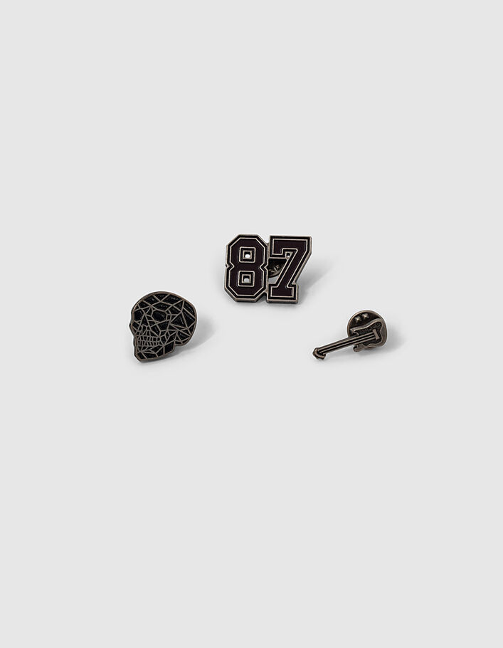 Boys’ black metal Rock pin badge-1