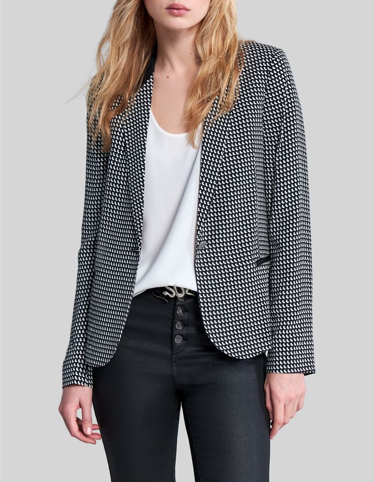 Zwarte blazer LENZING&trade; ECOVERO&trade; grafisch Dames-2