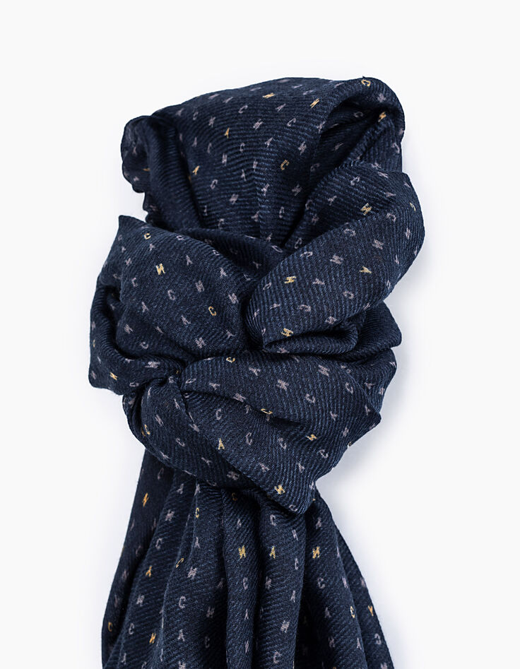 Men’s navy blue mini NYC print scarf-3