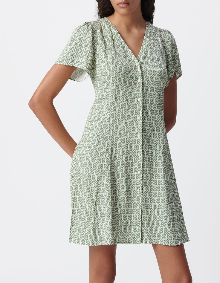 Robe verte LENZING&trade; ECOVERO&trade; ethnique Femme-2