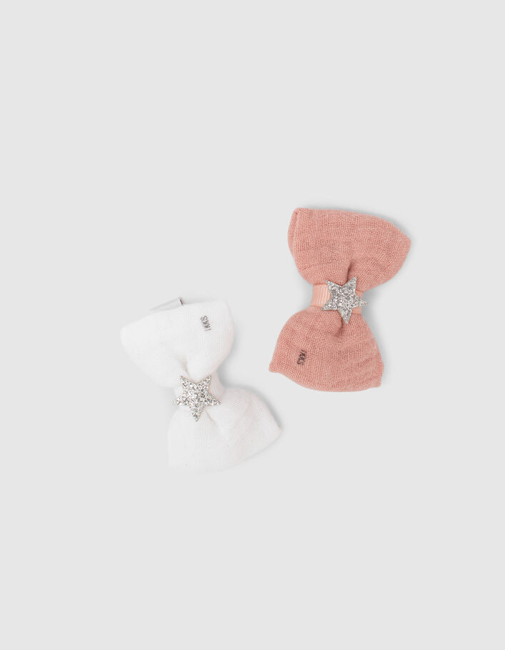 Girls’ pink and white bow snap hair clips - IKKS