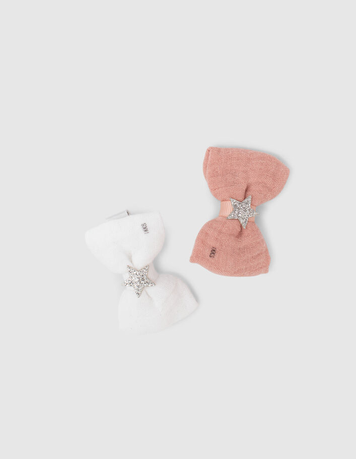 Barrettes-noeuds rose et blanche fille - IKKS