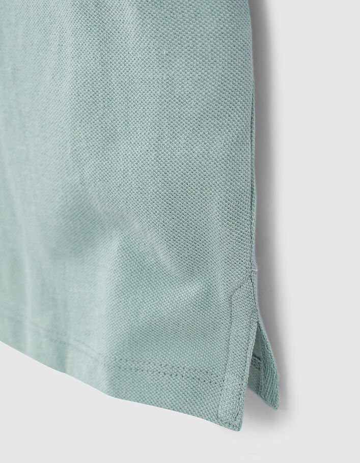 Boys’ aqua organic polo shirt embroidered on back - IKKS