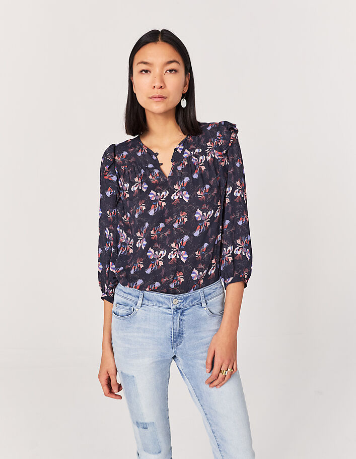 Blouse viscose Ecovero® motif floral volant épaules femme-2