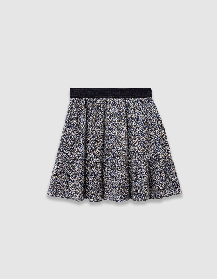 Falda corta azul marino leopardo-lazo niña-3