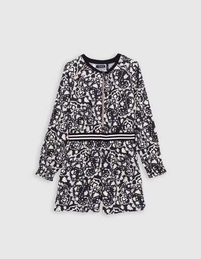 Zwarte gebloemde rockjumpsuit voor meisjes - IKKS