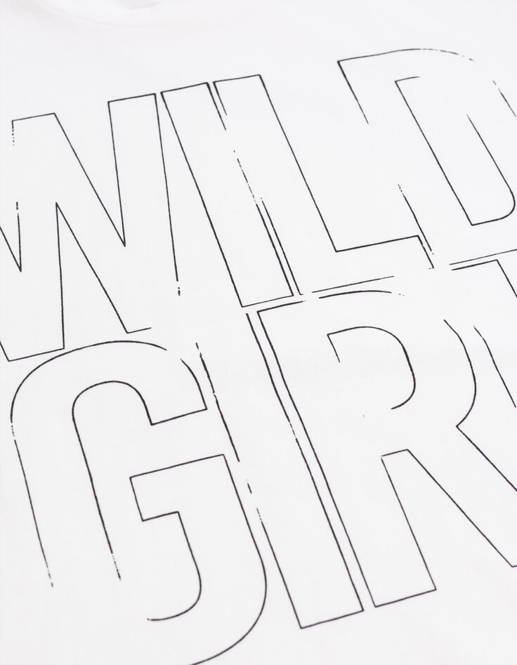 Tee-shirt blanc cassé à message flou Femme-4