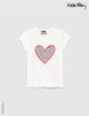 Tee-shirt blanc cass&eacute; KEITH HARING x IKKS &agrave; c&oelig;ur fille-1