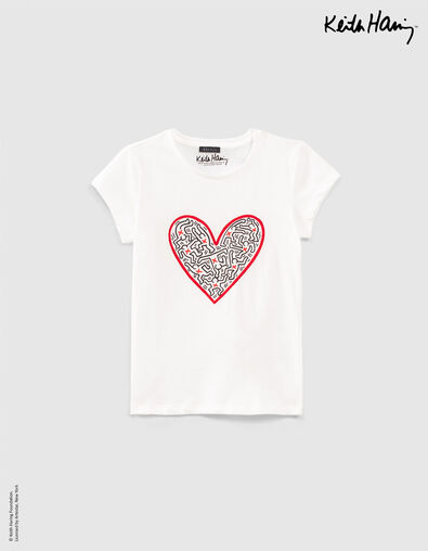 Cremeweißes Mädchen-T-Shirt mit Herz KEITH HARING x IKKS - IKKS