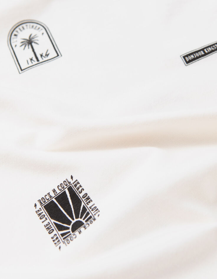 Boys’ ecru T-shirt with rock drawings-5
