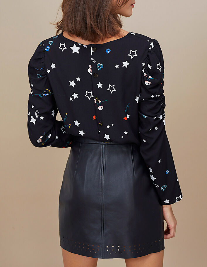 Schwarze Bluse mit Blumen-Sternen-Print I.Code - I.CODE