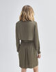 Vestido caqui satinado reciclado con pieza detrás mujer-4