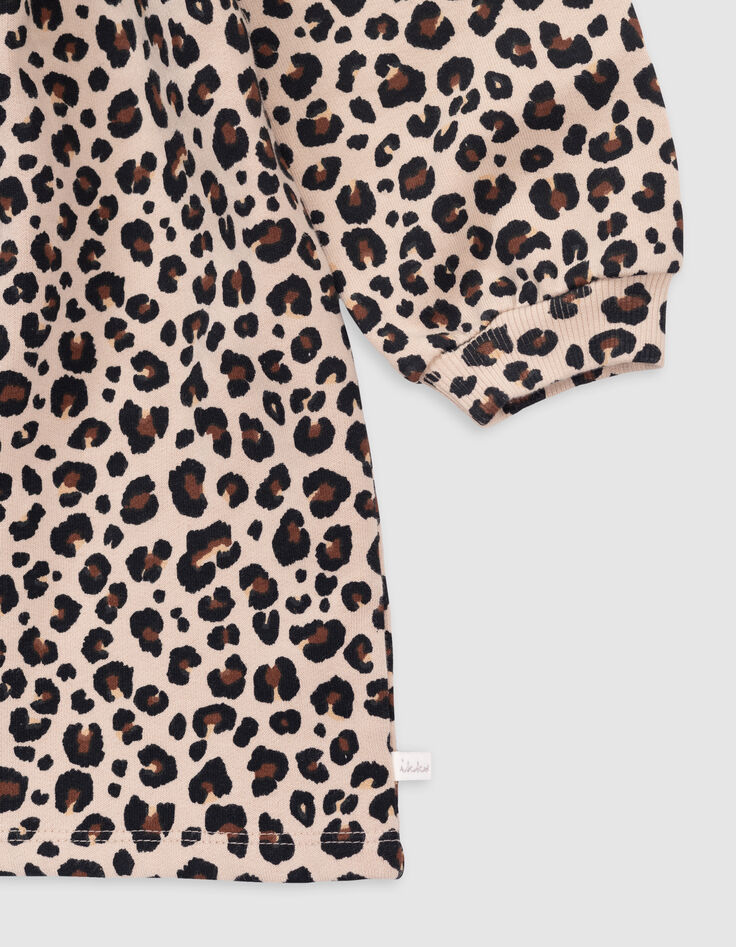 Robe sweat beige imprimé léopard fille-4 Robe sweat beige imprimé léopard fille-4
